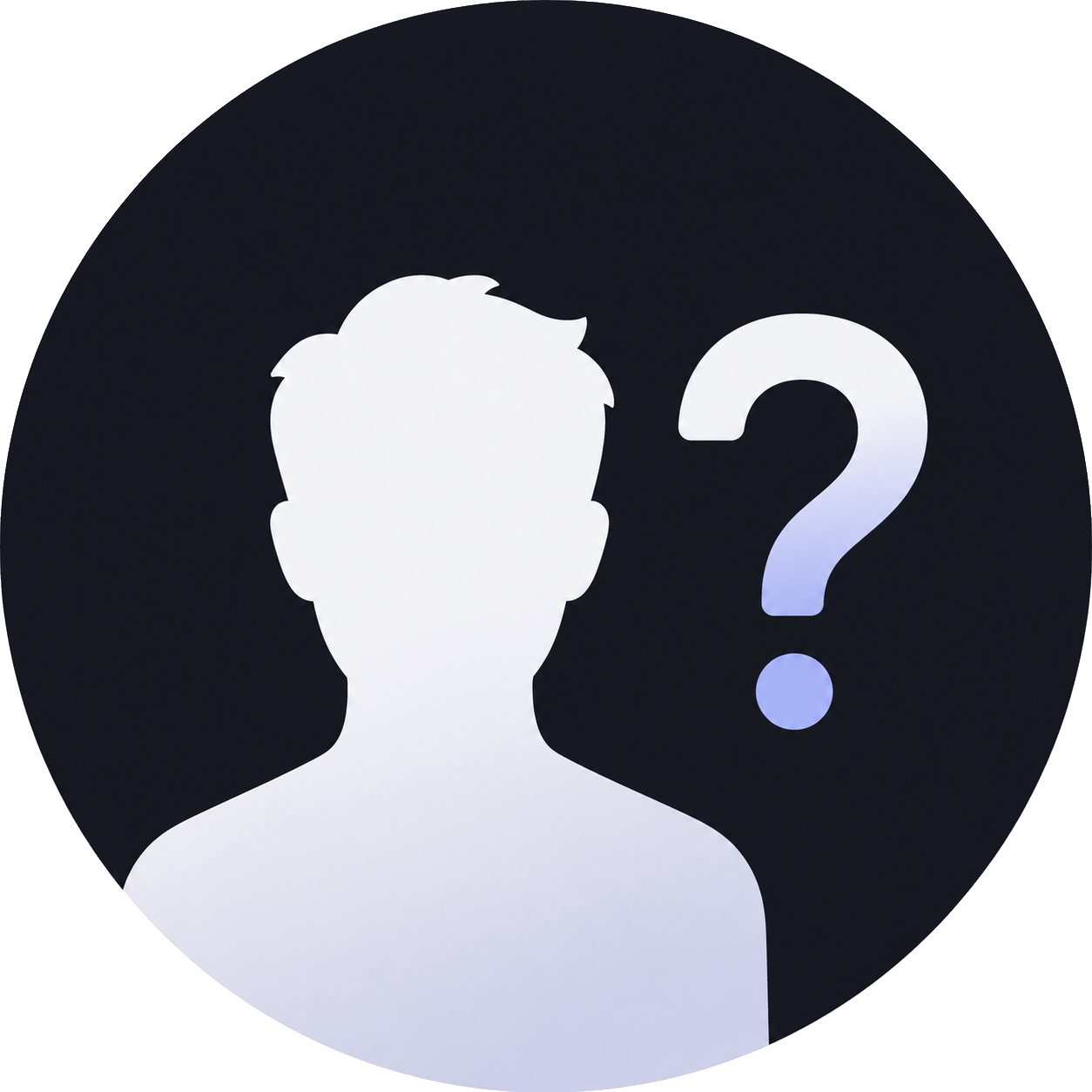 Icon: Fragezeichen mit Symbolbild einer Person